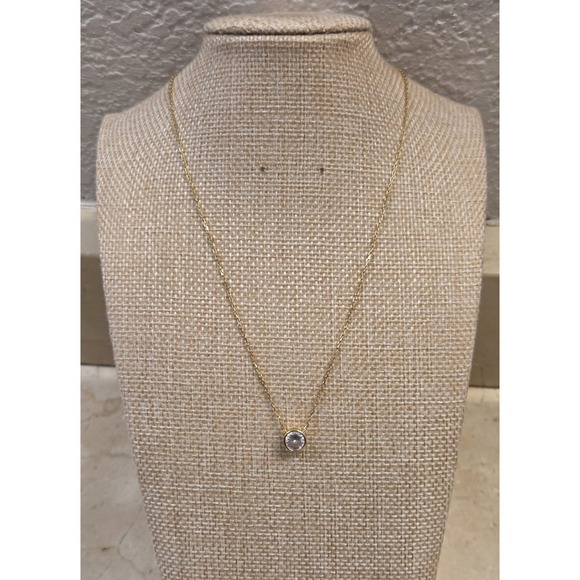 Sterling Jewelry - Brilliant Sterling Silver Gold Tone & 2 Carat CZ Pendant Necklace 16"-18"